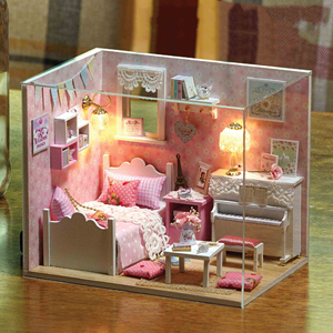 Mini <span class=keywords><strong>maison</strong></span> <span class=keywords><strong>de</strong></span> bricolage avec meubles légers, ensemble <span class=keywords><strong>de</strong></span> jouets faits à <span class=keywords><strong>la</strong></span> main en bois, petits modèles <span class=keywords><strong>de</strong></span> <span class=keywords><strong>maison</strong></span> <span class=keywords><strong>de</strong></span> <span class=keywords><strong>poupée</strong></span>, kit <span class=keywords><strong>de</strong></span> blocs <span class=keywords><strong>de</strong></span> construction miniatures - Product Image 2