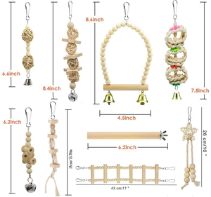 Petits jouets suspendus pour cage à oiseaux, perchoirs pour perruches, calopsites, pinsons, balançoires en bois, jouets à mâcher pour perroquets, fournitures pour oiseaux - Product Image 2