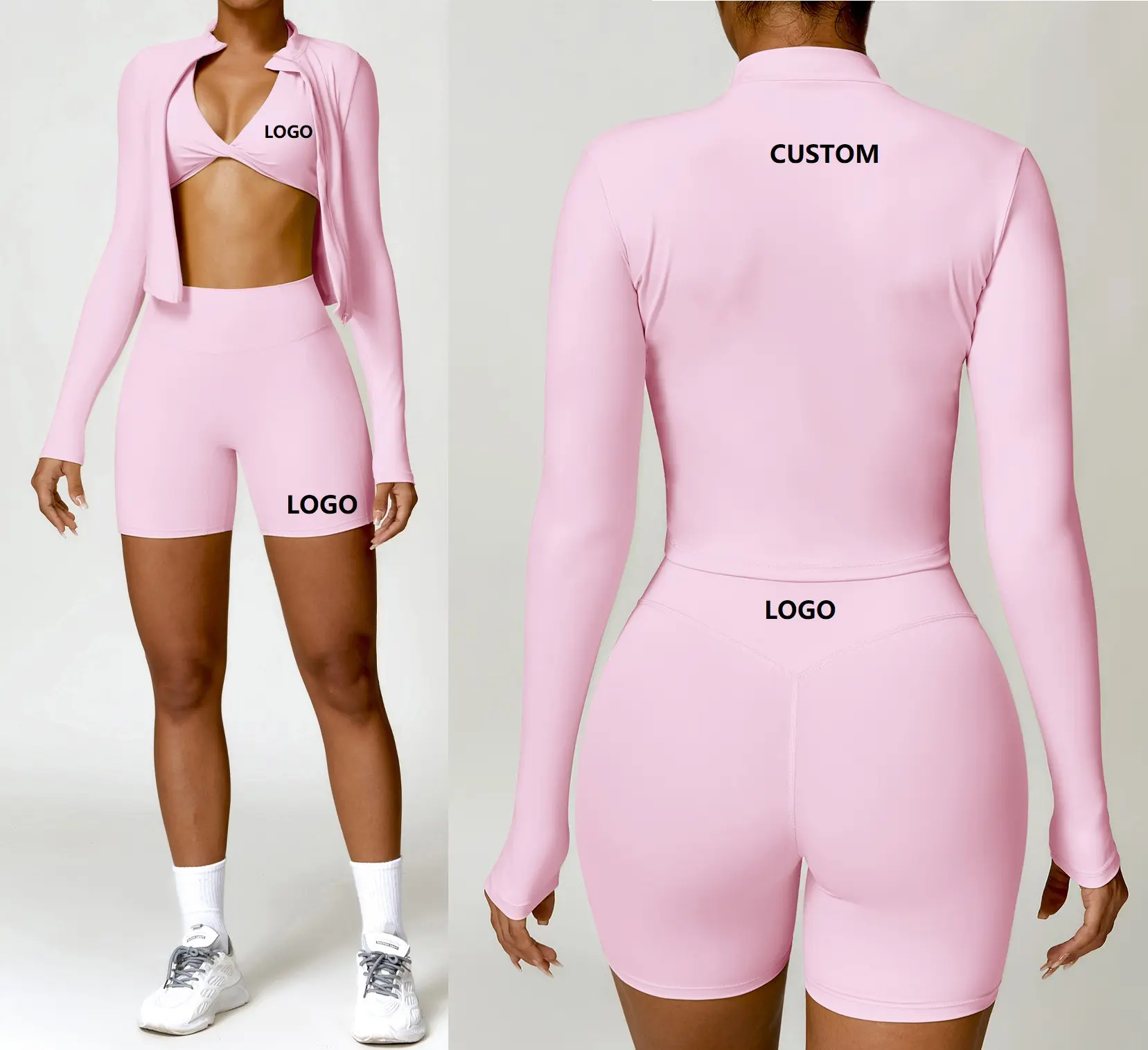 Logo personnalisé vêtements de yoga vêtements d'entraînement vêtements de sport femmes 3 pièces ensembles de yoga ensembles de fitness pour les femmes