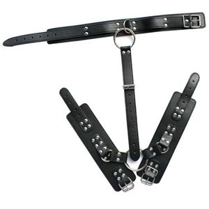 Di alta qualità in pelle Bondage ingranaggio collo al polso manette per uomini <span class=keywords><strong>e</strong></span> donne giocattoli sessuali contro il corpo posteriore - Product Image 4