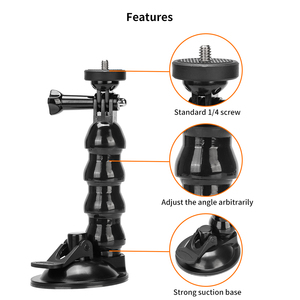 Support de fixation à ventouse HONGDA pour GoPro Hero 10 <span class=keywords><strong>9</strong></span> 8 7 6 5 4 Insta360 Xiaomi Yi 4K, support de voiture flexible réglable pour DJI AKASO <span class=keywords><strong>EKEN</strong></span> - Product Image 4
