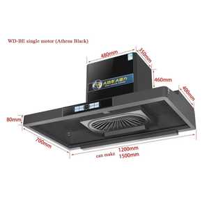 <span class=keywords><strong>Hotte</strong></span> <span class=keywords><strong>aspirante</strong></span> <span class=keywords><strong>professionnelle</strong></span> 1000W pour usage commercial, 35m³/min, haute aspiration, murale, pour restaurants - Product Image 6