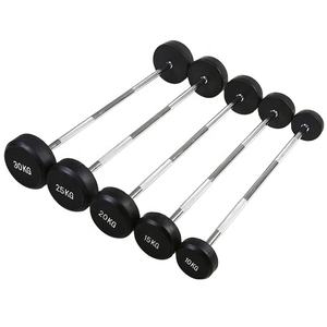 Heavy Duty Fixed Gym Barbell Set Levantamiento de pesas Recubierto de goma Curl/Strait <span class=keywords><strong>Bar</strong></span> Equipo de pesas de alta calidad - Product Image 1
