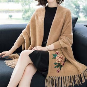 Elegantes Ponchos <span class=keywords><strong>con</strong></span> Bordado, Capas Retro <span class=keywords><strong>con</strong></span> Mangas, Imitación de Visón y Cachemira, Proveedor de Abrigos Tipo Tippet al por Mayor - Product Image 3