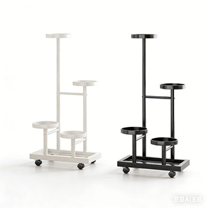 Support à fleurs multi-niveaux avec roulettes, étagère de rangement pour plantes d'intérieur et d'extérieur, pour la maison, le balcon, le salon, le jardin - Product Image 5