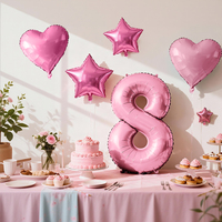 Ensemble de 7 ballons en aluminium sur le thème des anniversaires, en forme de chiffres, de cœurs et d'étoiles, pour décorations de fête