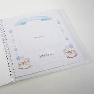 현대 아기 메모리 북 쉬운 사용 사진 앨범 스크랩북 60 개의 내부 시트가있는 새 부모가 사진 이정표를 기록 할 수있는 선물