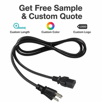 Câble d'alimentation NEMA 5-15P vers C13, 18AWG SJT, 10A, 125V, 6 pieds, longueur personnalisée, OEM ODM pour moniteur PC, serveur, PDU