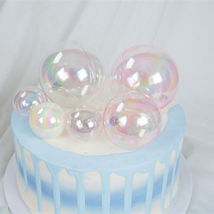 Colorful Transparent Plastic Balls Cake Decorations Round Reusable Birthday Party Dessert Table Decorative Supplies - Product Image 3