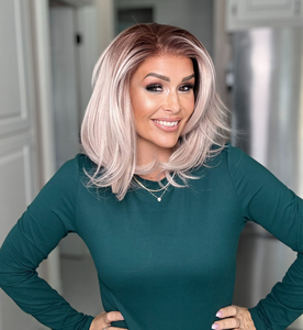 Perruque Courte Ondulée pour Femme, Racine Brune, Perruque Synthétique Ondulée Naturelle Résistante à la Chaleur avec Dentelle 13x4 pour Fête et Style Tendance - Product Image 1