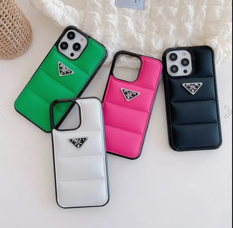 Funda de teléfono de lujo con diseño de chaqueta de plumón para iphone 14, 13, 12, promax, suave, de cuero PU, xr, 11, promax