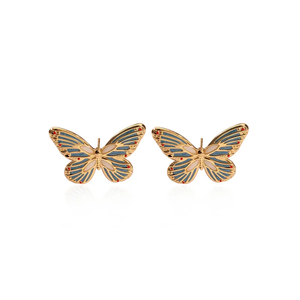 Clip d'oreille papillon en acier inoxydable plaqué or 18 carats pour femmes, multifonctionnel, léger, design à rayures en forme de goutte d'huile, bijoux tendance - Product Image 5