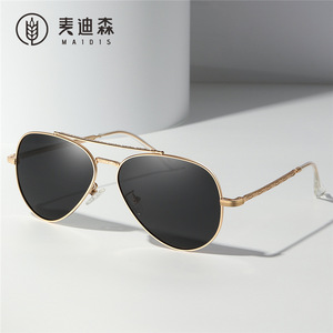 Maidis Aviator Sunglasses Gold Metal Frame Polarized Lens UV400 Protection For Men Driving - Product Image 1