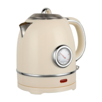 Bouilloire électrique rétro en acier inoxydable de 1,5 L, 1500 W, avec thermomètre, arrêt automatique, double paroi, pour la maison et l'hôtel