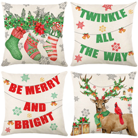 Housse de Coussin de Canapé "Deer Navidad" à Carreaux Rouges et Noirs, Housse de Coussin de Noël en Sac OPP, Décoration de Noël pour la Maison, Vente en Gros et Personnalisation de Noël