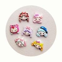 Cabujones de Resina con Figura de Cabeza de Niña de Dibujos Animados Kawaii para Adorno de Álbumes de Recortes, Decoración del Hogar, Llaveros y Accesorios de Manualidades DIY