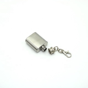 1 Unze Mini gebürstet poliert Finishing Metall Silber Edelstahl Schnaps Whisky Wein Alkohol Flach mann mit Schlüssel bund - Product Image 4