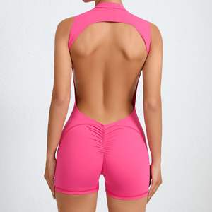Combinaison d'entraînement pour femmes, dos nu évidé, combishorts personnalisés Yoga Gym - Product Image 1