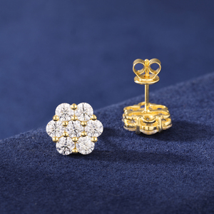 Số Lượng Lớn Bán Buôn Đa Kích Thước Cụm Moissanite Hoa Stud Bông Tai 925 Sterling Silver Bạc Vvs Kim Cương Sang Trọng Đồ Trang Sức Tốt Người Đàn Ông Phụ Nữ - Product Image 6