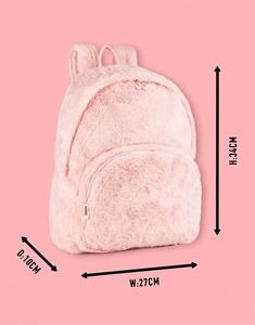 Ladies Fluffy <b>Backpack</b> Womens Classic Patch Logo Teddy Bear Fur Fleece Rucksack <b>Backpack</b> - Product Image 3