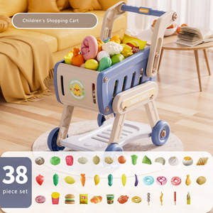 Chariot de courses jouet pour bébé, voiture à pousser, jeu de rôle pour enfants, simulation de découpe de fruits, cuisine amusante, supermarché, 4-6 ans, garçons filles, cuisine - Product Image 6