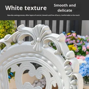 Juego de Mesa y Sillas de Comedor de Aluminio Fundido Blanco para Patio y Jardín de Diseño Moderno - Product Image 3