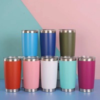 En stock : Tasse à café isotherme en acier inoxydable de 20 oz avec revêtement en poudre, gobelet isotherme avec couvercle pour gravure au laser