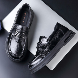 Mocassins en cuir décontractés pour hommes, en cuir de vache véritable, semelle souple, à enfiler, talon moyen, semelle extérieure en caoutchouc, semelle intermédiaire en EVA - Product Image 4