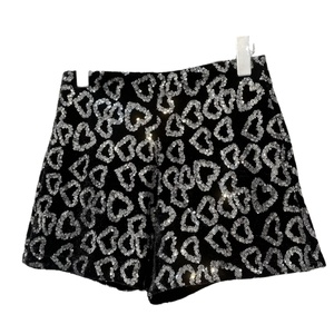 Shorts d'été pour filles, en velours, avec broderie de sequins en forme de cœur, taille élastique, trois quarts - Product Image 5