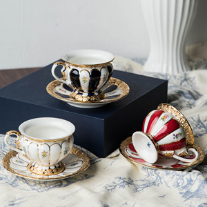 8pcs Ceramic Coffee Cup Saucer Set With Luxury Gold Rim - View #8