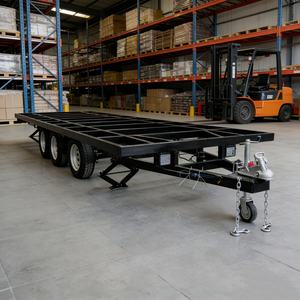 Châssis ouvert robuste pour remorque utilitaire à triple essieu en acier Q235, capacité <span class=keywords><strong>de</strong></span> charge <span class=keywords><strong>de</strong></span> 4500 kg, pour le transport <span class=keywords><strong>d</strong></span>'équipements <span class=keywords><strong>de</strong></span> fret personnalisés - Product Image 1