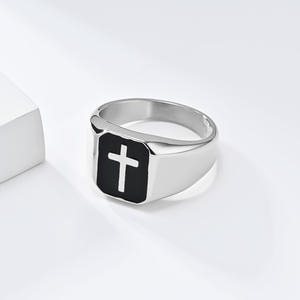 Cross Stainless Steel <b>Ring</b> Men's Fashion Jewelry Gold And Silver Tone Hip Hop Punk Style Drip <b>Ring</b> For Gift - Product Image 2