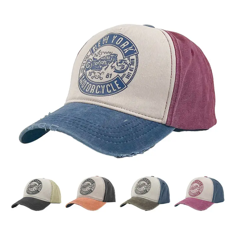 Casquettes de baseball américaines en coton lavé Printemps Eté Snapback Hat Hip Hop Fitted Caps Outdoor Casual Multicolor Men Women Hats