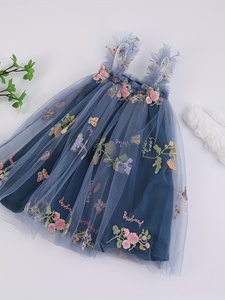 Abito da Damigella in Pizzo con Ricami Floreali, Tutu Traspirante Antirughe con Spalle Scoperte per Bambine 0-6 Anni, con Fascia per Capelli - Product Image 5