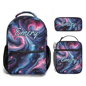 Nouvelle combinaison trois pièces décontracté étudiant sac à dos grande capacité Simple sac à dos sac à déjeuner sac à crayons - Product Image 3