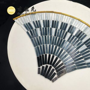 Motif <span class=keywords><strong>de</strong></span> fleur en forme d'éventail personnalisé coupe <span class=keywords><strong>de</strong></span> verre mosaïque murale pour mur et sol déco - Product Image 3