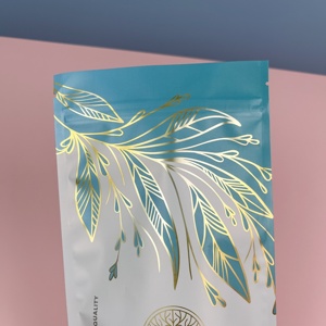 Tùy chỉnh in 300g hương vị vani Túi Latte với hiệu ứng lá vàng đứng lên zip đóng túi nhựa - Product Image 5