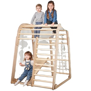 Madera Montessori <span class=keywords><strong>Triangulo</strong></span> Piklers Niño Escalada Juguetes Pickler Triangle Set Tobogán Y Arco Montessori Interior Patio Gimnasio - Product Image 1