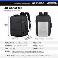Sac à dos pour ordinateur portable Oxford unisexe personnalisable, prêt à être expédié, extensible, imperméable, sac de voyage d'affaires, fermeture à glissière, port USB