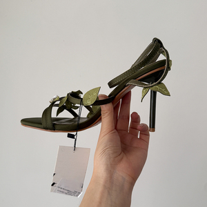 Giày cao gót 10,5cm, kiểu sandal mùa hè, mũi tròn, gót nhọn, quai trước mảnh, khóa cài, dành cho nữ - Product Image 5