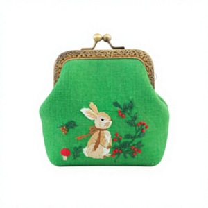 Wholesale Elegant Hand-Embroidered Animal Decoration Linen Waterproof Unisex Portable <b>Wallet</b> for Formal Occasions Vintage Style - Product Image 1