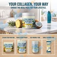 Poudre de peptides de collagène OEM saveur ananas-coco, 5g par portion, supplément beauté multi-collagène en sachet individuel, marque privée