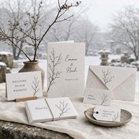 Wabi Sabi Winter-Hochzeitsset Pflanzbares Zen-Schreibwarenset mit Lavendelsamen Fünfteiliges Wabi Sabi Hochzeitsset