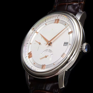 Montre-bracelet ronde pour homme, luxueuse, élégante et raffinée, avec une qualité exceptionnelle, affichage de la réserve de marche, bracelet de 20 mm - Product Image 3