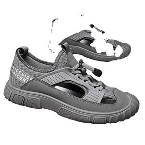 New 2026 High Quality Breathable Casual Leather Slippers Outdoor <b>Sandals</b> Men Hiking Safety <b>Elastic</b> Summer Shoes Water EVA Insole - Product Image 1