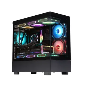 Nhà Máy Bán buôn hai mặt Tempered Glass chơi game không khí-nước làm mát bằng Chassis ATX USB3.0 PC Trường hợp với argb Fan