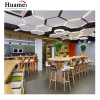 Huamei-tablero suspendido de fábrica, fibra de vidrio hexagonal, techo acústico, nube, techo falso