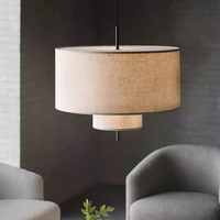 Luminaire suspendu en tissu à plusieurs niveaux avec abat-jour cylindriques décalés pour chambre d'hôtel, chambre à coucher, salle à manger, restaurant