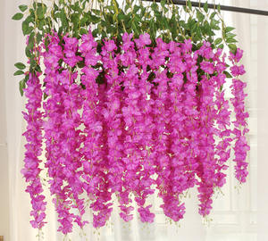 AF0701 Venta a Granel Artificial Wisteria Vine <span class=keywords><strong>Flor</strong></span> Suministros <span class=keywords><strong>Flor</strong></span> Bushy Seda Guirnalda Colgante para Decoración de Pared Colgante Celling - Product Image 4
