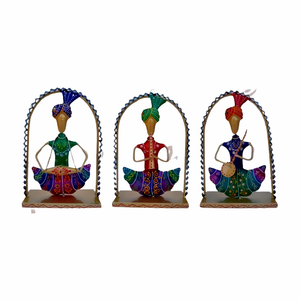 Conjunto de músicos Pagdi Sardar pintados de hierro Multicolor, soporte en U para interiores, artículo de regalo decorativo para decoración del hogar, artesanía, Metal UV - Product Image 2